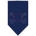 Unconditional Love Heart Crossbone Rhinestone Bandana Navy Blue large UN852236